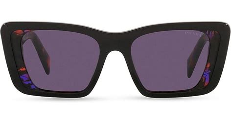 prada round sunglasses|prada 51mm rectangular sunglasses.